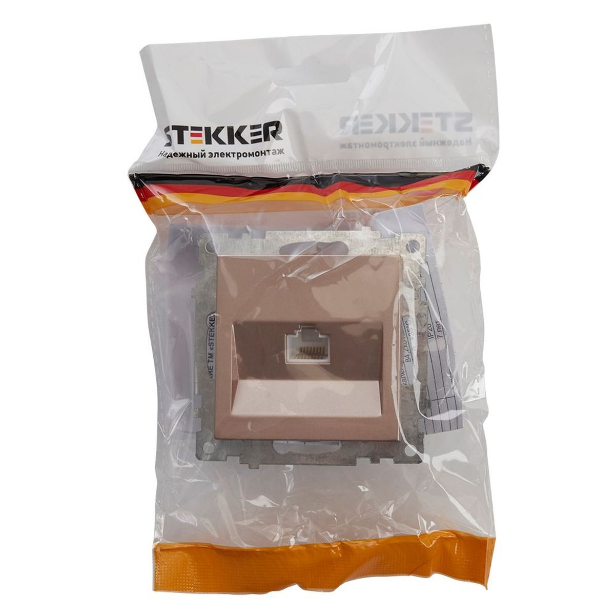 Электротовар Розетка компьютерная RJ-45 Stekker Катрин шампань GLS00-7107-02 39599, Бежевый бежевый поликарбонат / латунь — фото 2