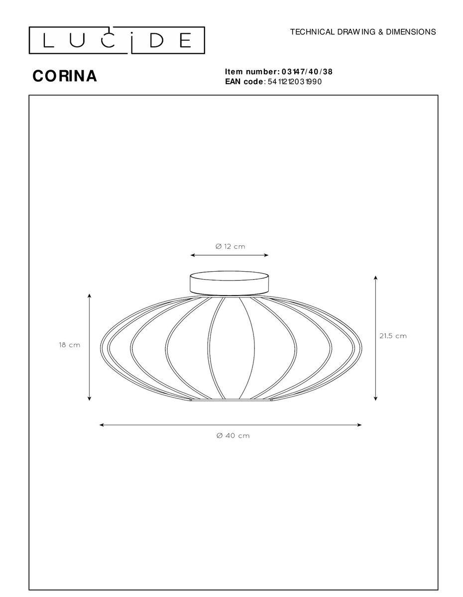 Потолочные светильник Светильник Corina 03147 40 38, Кремовый кремовый текстильные / металл / ткань — фото 2