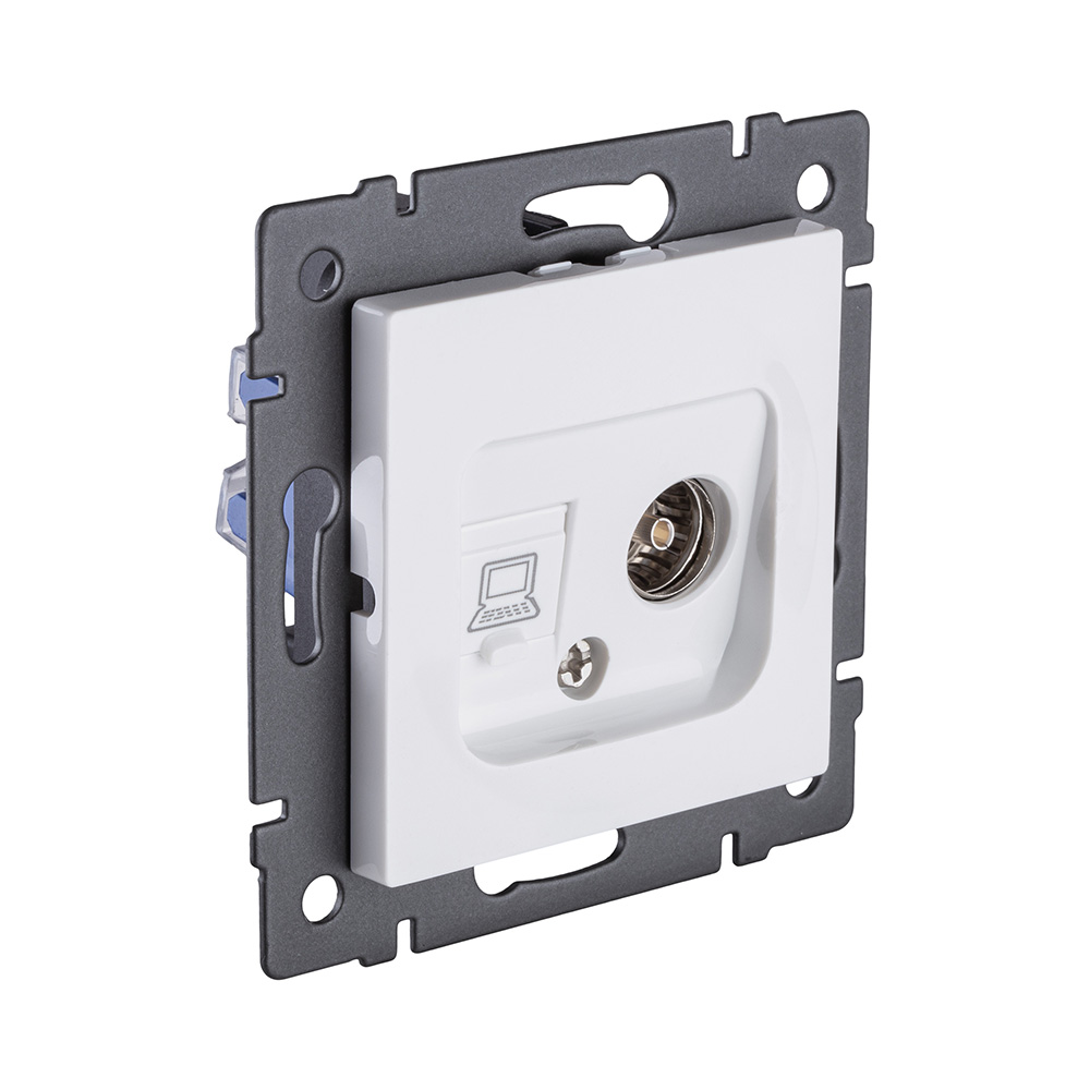 Электротовар Розетка двойная TV (мама) + RJ45 Cat.6, белый Kollinger REA-012WH для Aspekt,… белый — фото 2