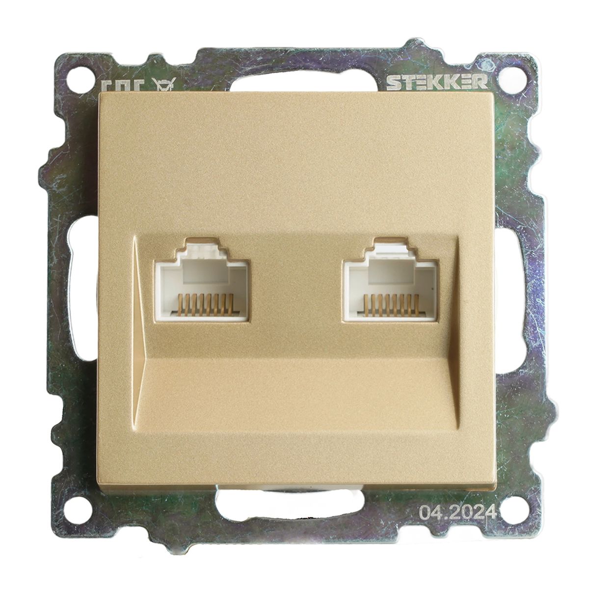 Электротовар Розетка компьютерная 2-местная RJ-45 (механизм) Stekker GLS00-7109-08 Катрин, золото… золото поликарбонат / латунь — фото 6