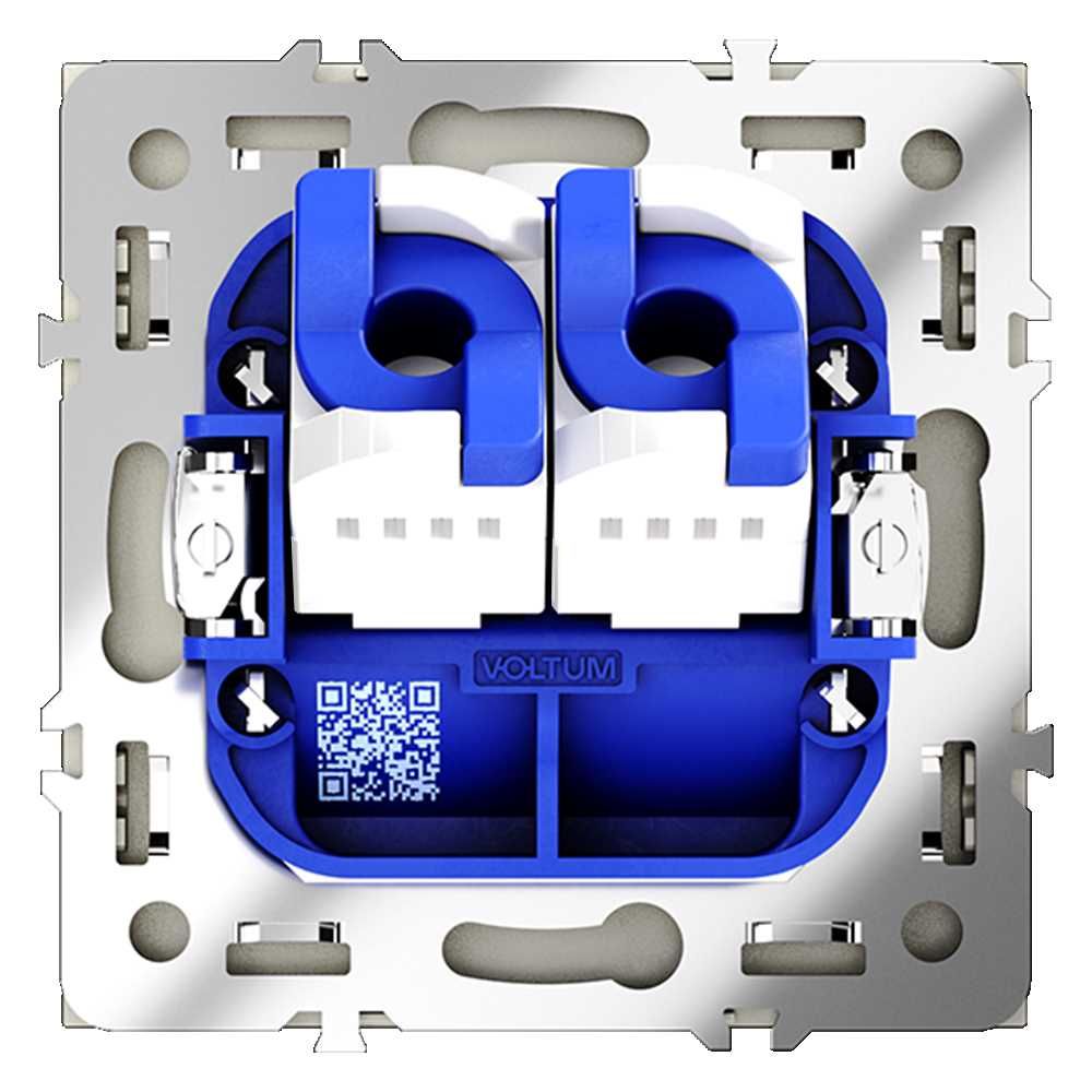 Электротовар Розетка компьютерная встраиваемая Voltum S70 двойная RJ45+RJ45 кат.6, (сталь)… металлик поликарбонат — фото 6