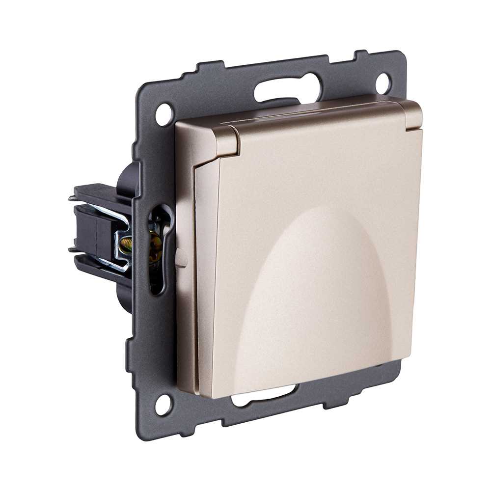 Электротовар Розетка штепсельная SCHUKO 16A / 250 В с крышкой, золотой Kollinger REA-006GD для… золото — фото 2