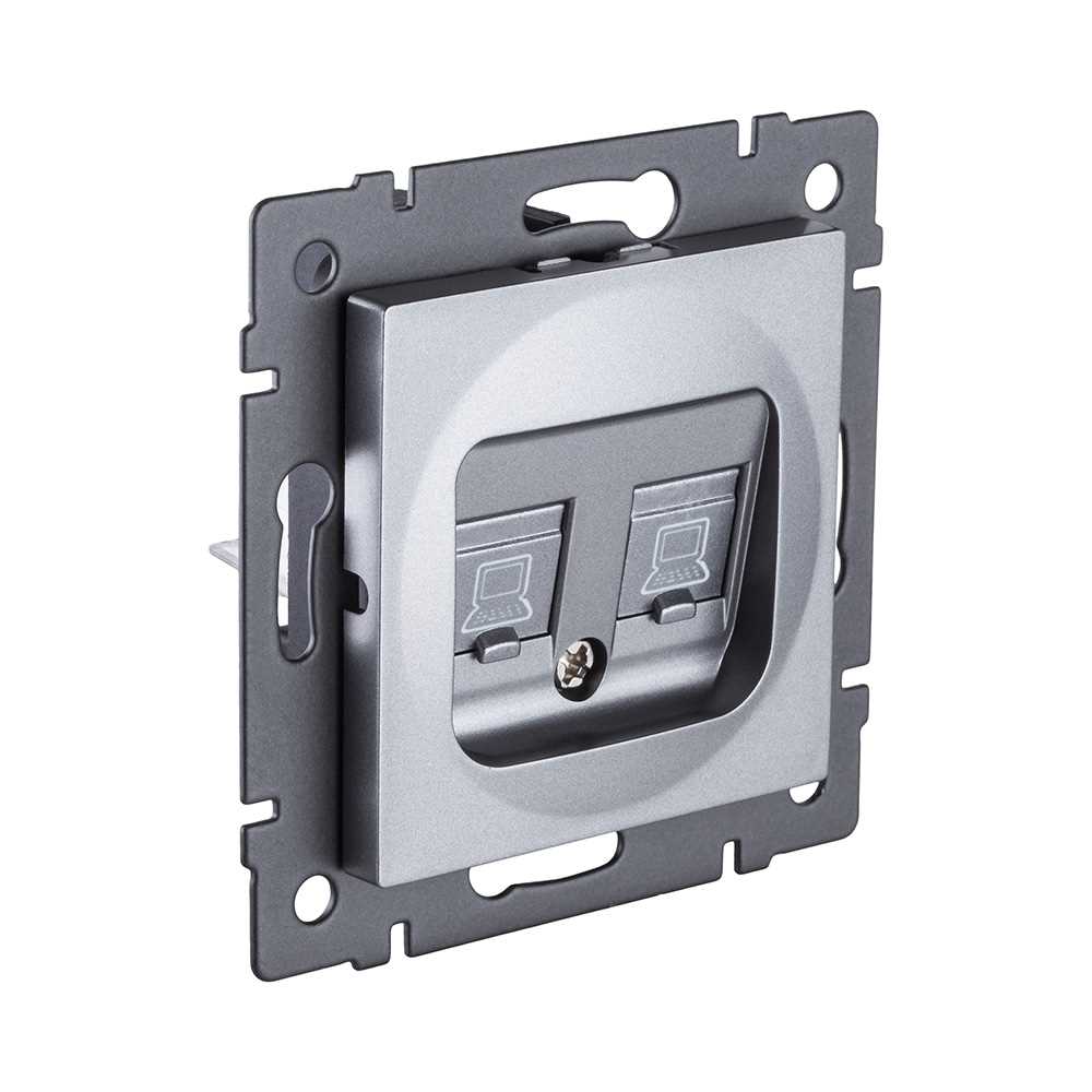 Электротовар Розетка двойная Ethernet RJ45 Cat.6, серый Kollinger REA-019GY для Aspekt, Eleganz,… серый — фото 2