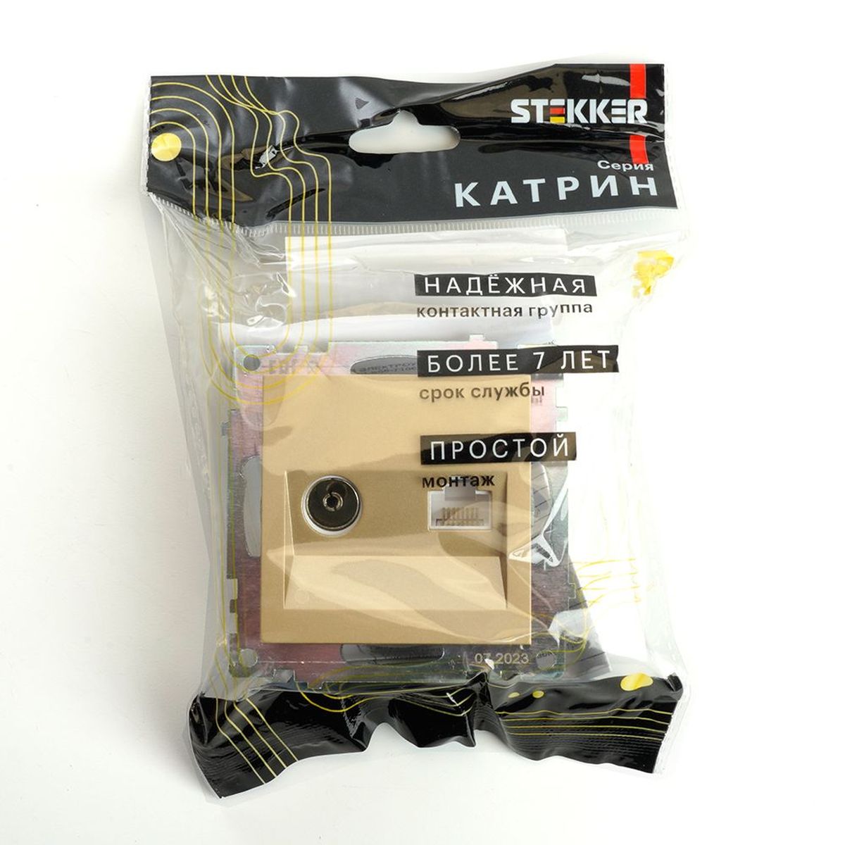 Электротовар Розетка телевизионная TV + компьютерная RJ-45 Stekker Катрин золото GLS00-7106-08… золото поликарбонат / латунь — фото 2