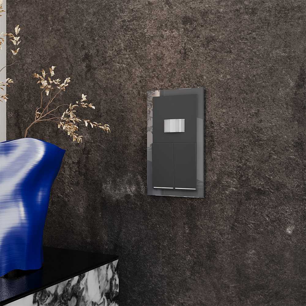 Электротовар Рамка стеклянная Voltum S70 на 2 поста, (графит, стекло) VLS110207 серый — фото 3