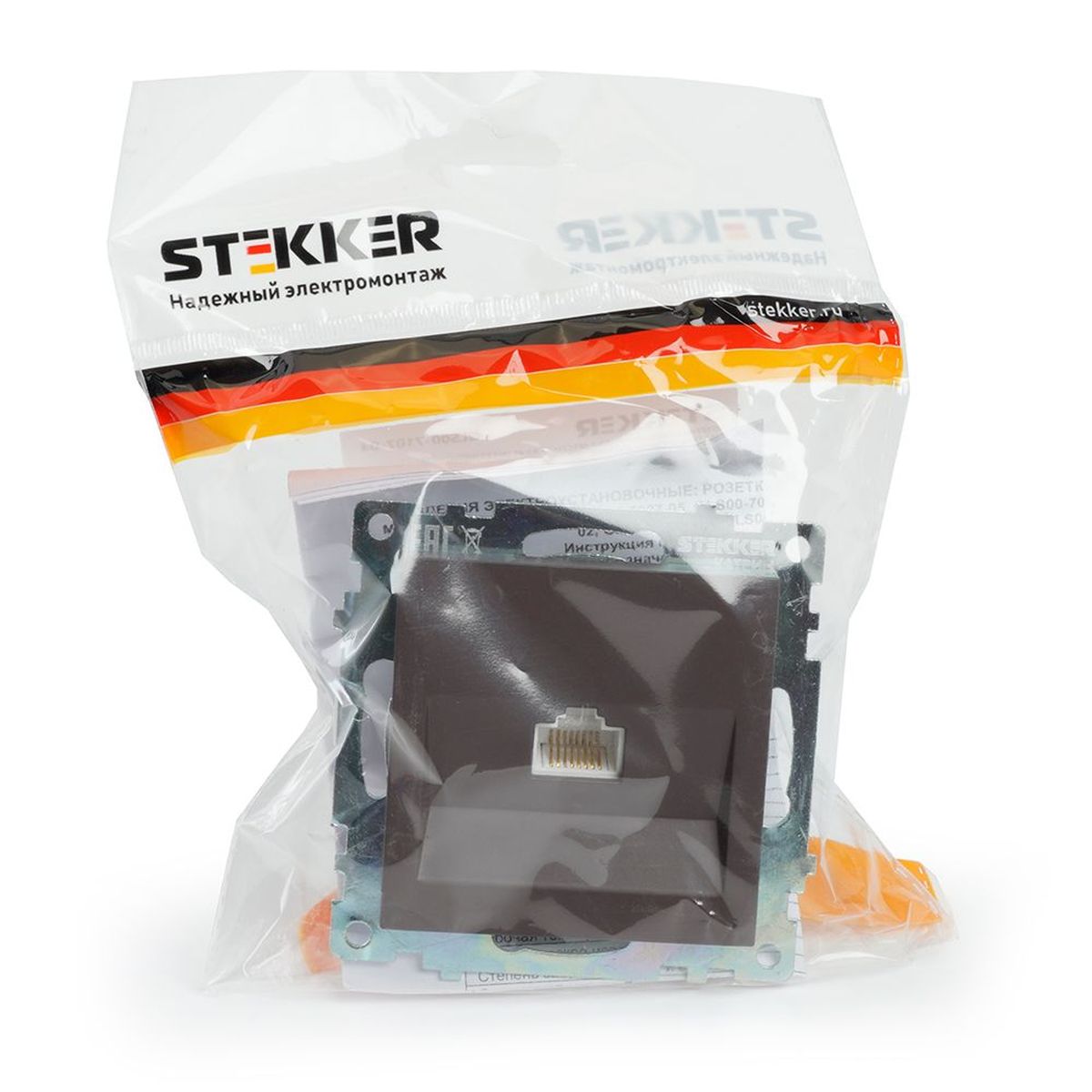 Электротовар Розетка компьютерная RJ-45 Stekker Катрин шоколад GLS00-7107-04 49023, Коричневый коричневый поликарбонат / латунь — фото 5