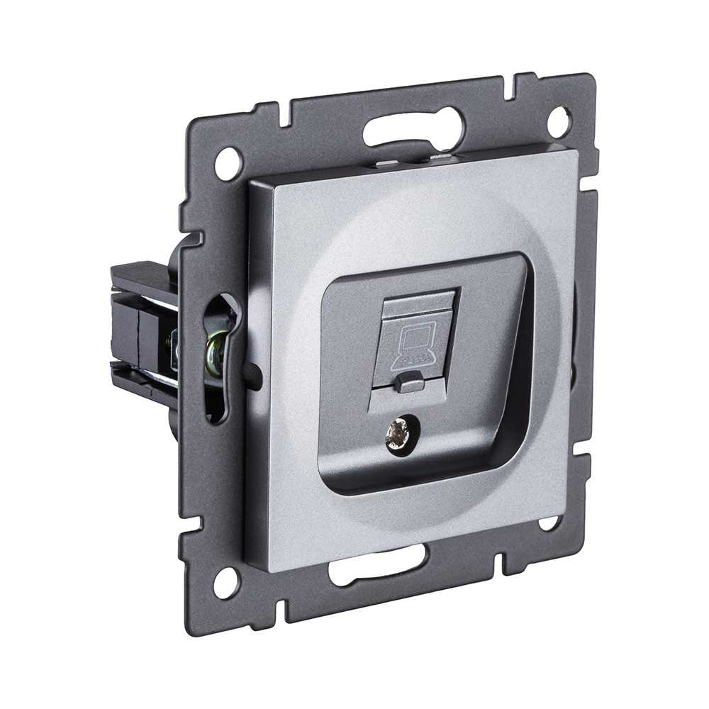 Электротовар Розетка Ethernet RJ45 Cat.5, серый Kollinger REA-016GY для Aspekt, Eleganz, Reflex серый — фото 2