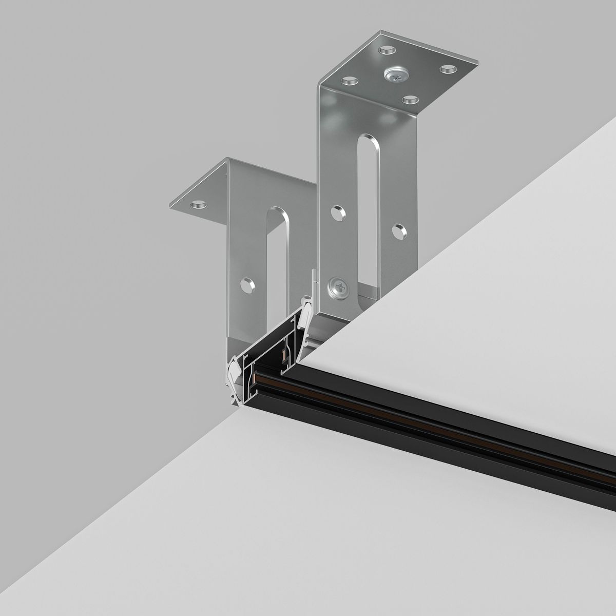 Трековые систем Закладной профиль для натяжного потолка Denkirs Solid Light TR3050-AL, Серый серый металлические / алюминий — фото 4