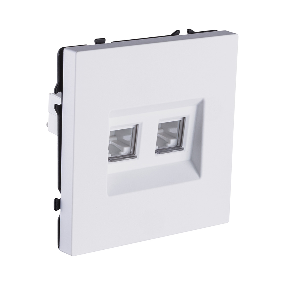 Электротовар Розетка двойная Ethernet RJ45 Cat.6, белый глянцевый Kollinger Eclipse EC-018WG белый — фото 2