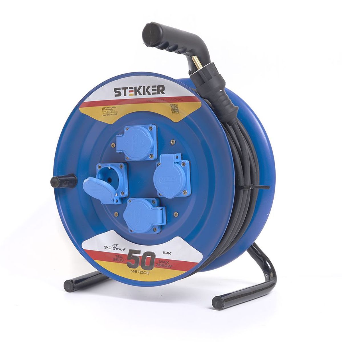 Электротовар Удлинитель Stekker Professional 4гн 50м с / з PRF02-41-50 39297, Синий синий металлические / медь — фото 2