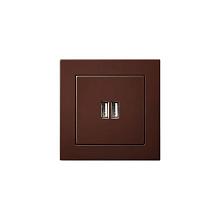 Розетка 2xUSB Liregus Epsilon коричневый 28-1453