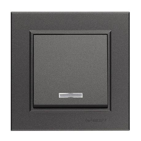 Выключатель Makel 1-кл. СП Karea 10А IP20 дым. металлик с подсветкой 56050021