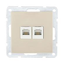 Розетка LK Studio компьютерная 2хRJ-45 кат. 5е с накладкой (бежевый) LK60 866201-1