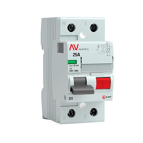 Устройство защитного отключения DV 2P 25А/ 10мА (AC) EKF AVERES rccb-2-25-10-ac-av