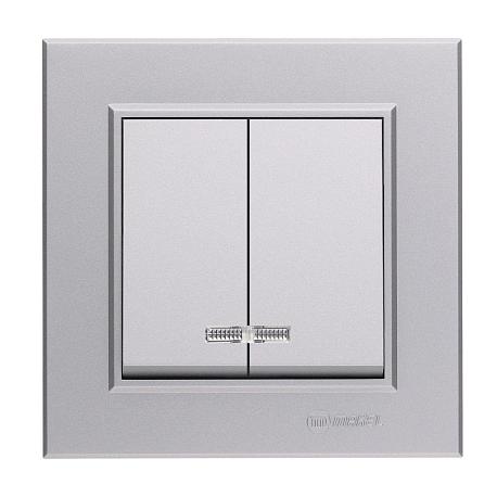 Выключатель Makel 2-кл. СП Karea 10А IP20 сереб. 56065003