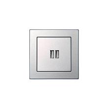 Розетка 2xUSB Liregus Epsilon серебро 28-1857