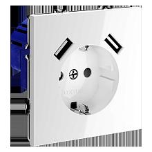 Розетка встраиваемая Voltum S70 с заземлением и защитными шторками, 16А, с USB, A+A, (белый глянцевы VLS040401