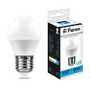 Лампа светодиодная Feron E27 9W 6400K Шар Матовая LB-550 25806